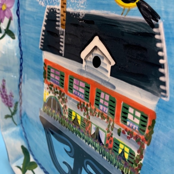 HandPainted CCBC Craft Council of Brit Columbia BIRDHOUSE FLOWERS 9" Plate - Picture 9 of 12